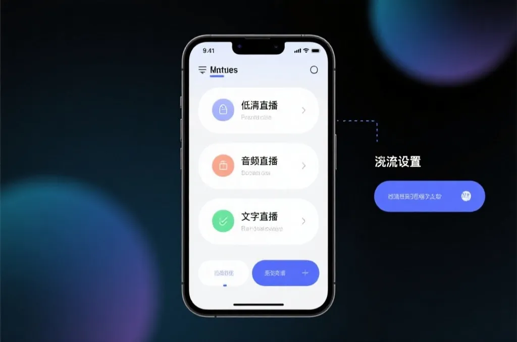 手机上切换低清直播和文字直播的网络设置场景